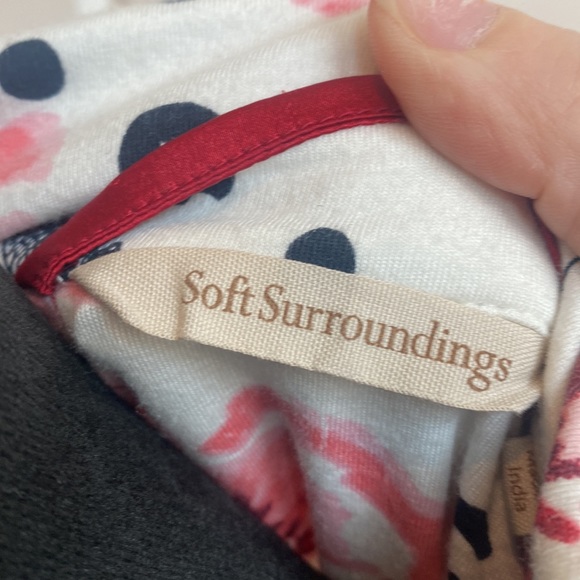 Soft Surroundings Cottagecore Button Down Floral with Ruffle Trim Sleep Top - Picture 5 of 6